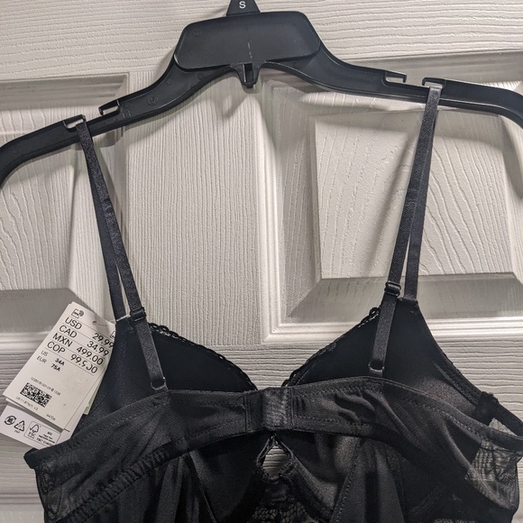 Black Lace Push-Up Thong Bodysuit H&M women's size 34A - Picture 5 of 10